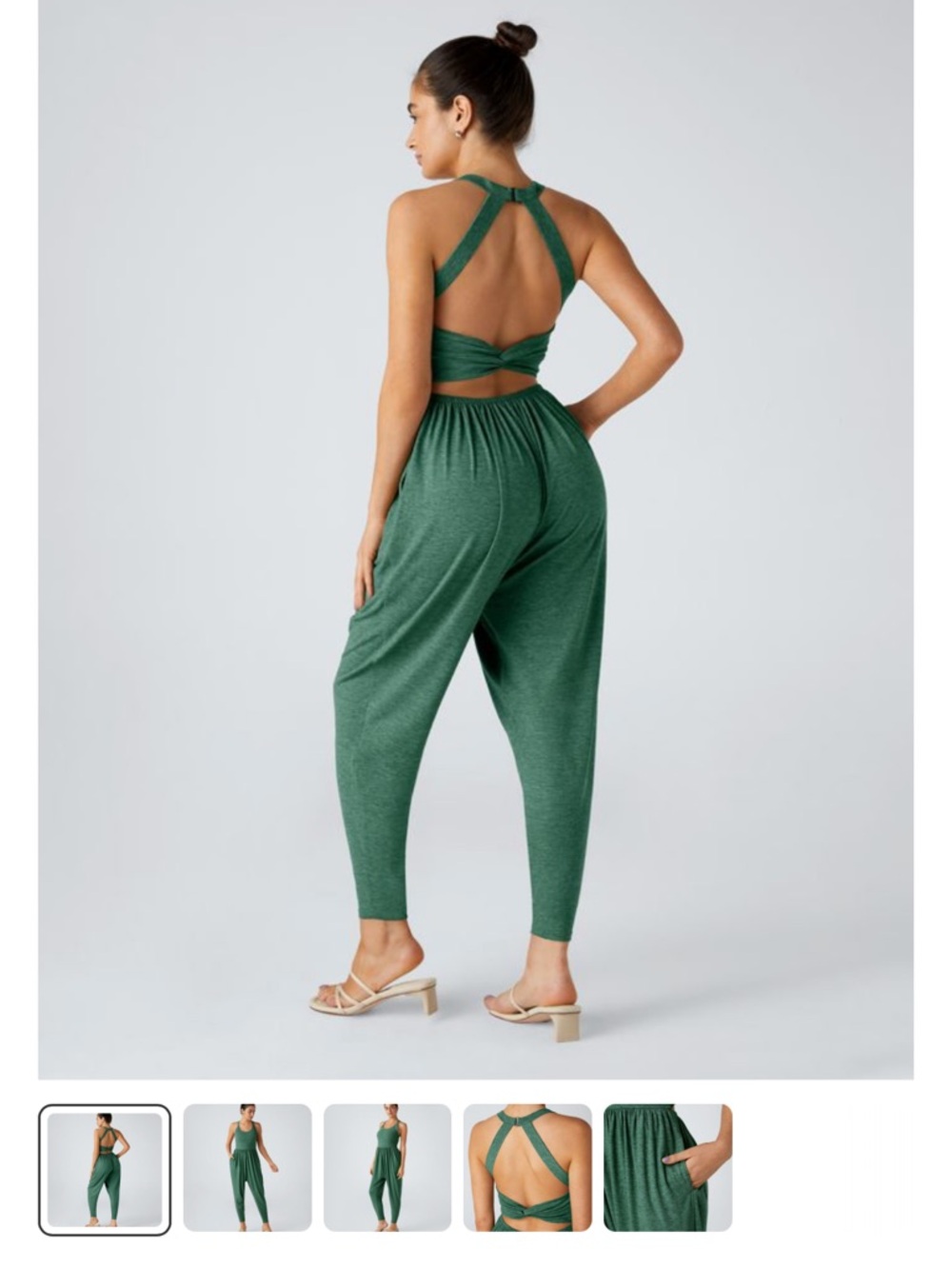 HALARA Forest Green Cross-Back Jumpsuit